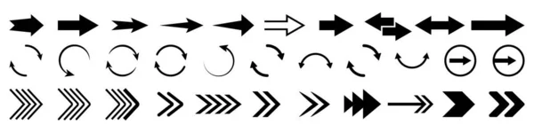 Большой Набор Векторных Стрелок Черном Изолированном Фоне Стрелки Разной Формы — стоковый вектор