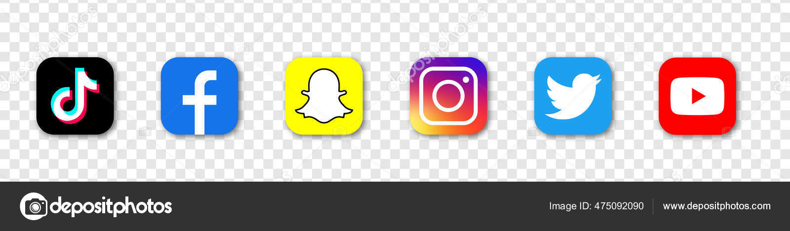 Social Media Logotype Tik Tok Facebook Twitter Instagram Youtube Snapchat Stock Vector Image By C Thebeststocker44
