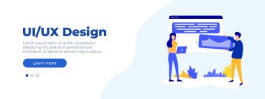 UI / UX tasarım konsepti. Sancak vektörü izometrik illüstrasyon, web siteniz için ui konsepti. Vektör illüstrasyonu EPS 10
