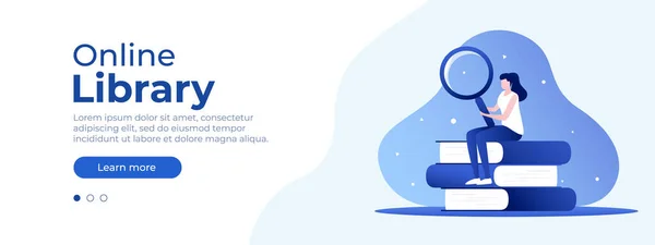 Online Bibliotheek Concept Vector Lay Out Voor Website Pagina Illustratie — Stockvector