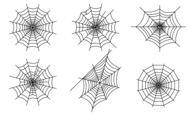 İzole edilmiş arka planda siyah örümceğin ağları. Cadılar Bayramı konsepti Tasarım dekorasyonun için örümcek ağı. Hisse vektörü EPS 10