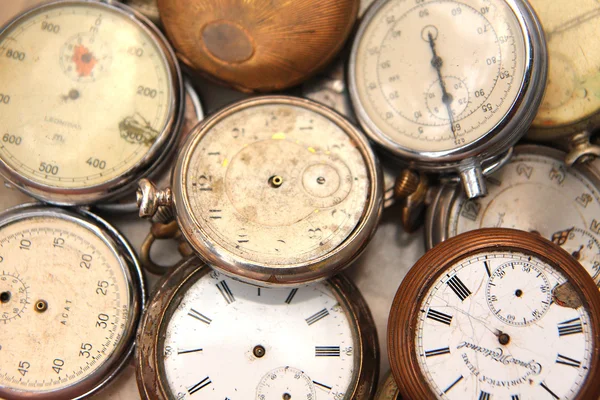 Old pocket watches at market for sale Stock Image