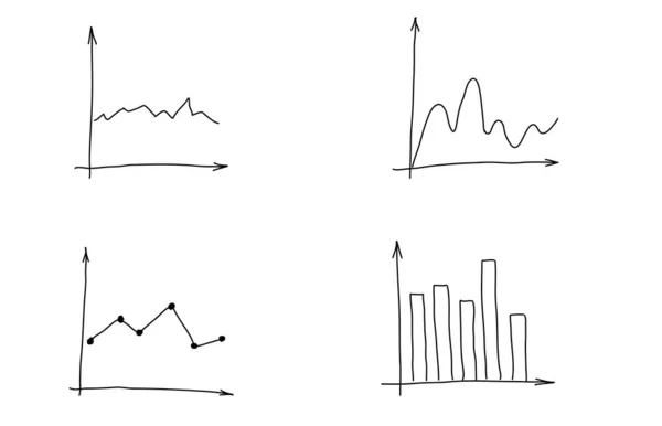 Conjunto Gráficos Ventas Comerciales Dibujados Mano — Vector de stock