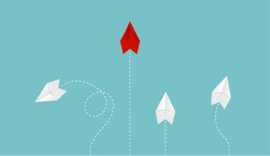 Kağıt Uçaklar Rekabet ve Başarı İş Konsepti