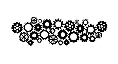 Karmaşık Vites Mekanizması Silüeti Beyaz Üzerine İzole Edildi