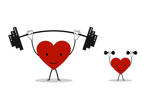 Karakter Jantung Keluarga Sehat Melakukan Latihan Olahraga Lifting Weights Illustration — Stok Foto