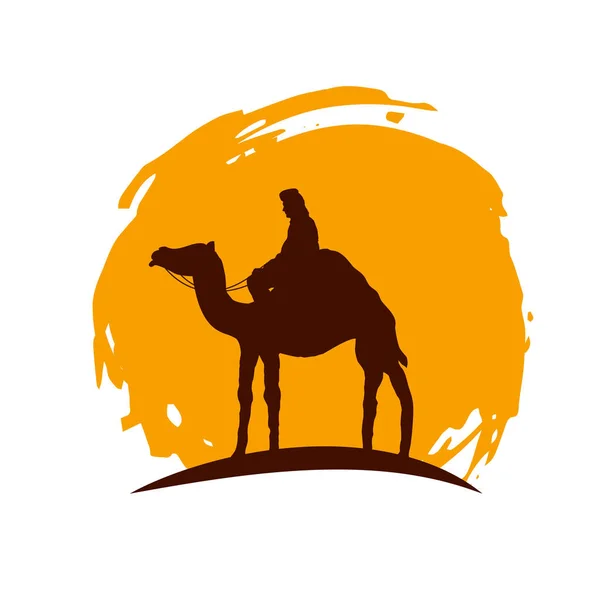 阳光下骆驼上的游牧民族 — 图库矢量图片