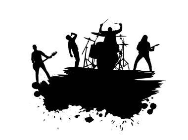 Dağınık Fırçalı Alternatif Band Müzisyenleri Siluetleri