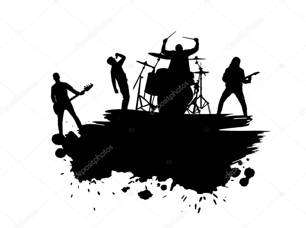 Alternative Band Musicians Silhouettes with Scatter Brushes
