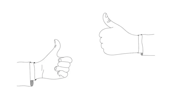 Businessman Thumbs Hand Drawn Line Art — 스톡 벡터