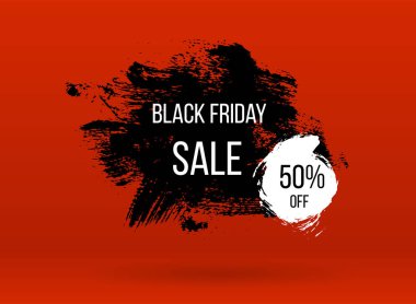 Black Friday Sale Paint Brush Stroke Banner on Red