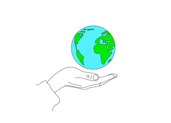 Hand Hand Mit Einem Green Planet Eco Life Concept — Stockvektor