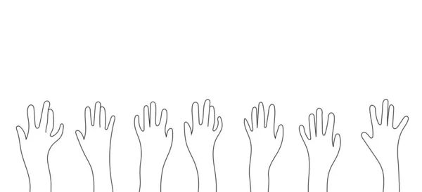 Crowd Levant Les Mains Main Dessinée — Image vectorielle