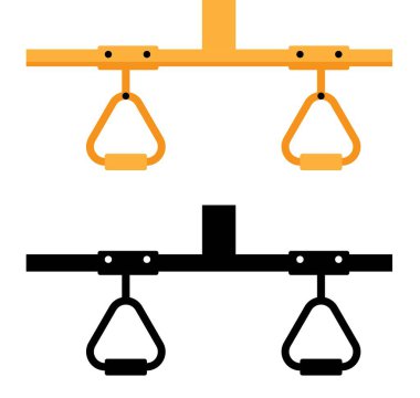 Beyaz üzerinde izole edilmiş bir otobüsün korkulukları. Toplu taşıma iç tasarım vektör sanatı