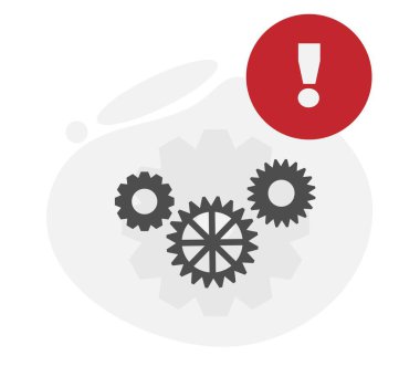 Ünlem işaretli teknolojik dişli dişliler. Teknoloji ve endüstri konsept vektör sanatı