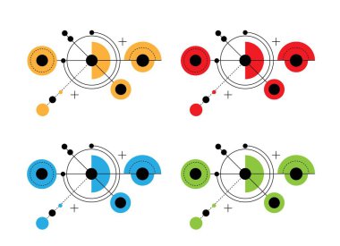 Teknolojik Soyut Fütüristik Tasarım Farklı Renkler Seti. Grafik tasarım elemanları ve kaynak vektör sanatı