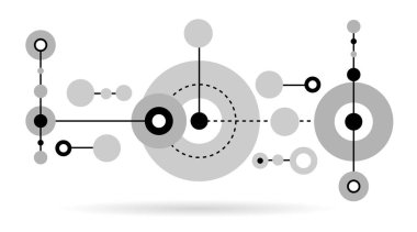 Çizgi Çizgisi Sanat Şekilleri Soyut Hi Tech için Grafik Tasarım Monokromu. Resim veya afiş unsurları ve kaynak vektör sanatı