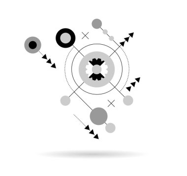 Gear Cogwheel Mekanik Bölüm Ayrıntılı Ayrıntılı Çizgi Sanat Monokromu. Grafik tasarım elemanları ve kaynak vektör sanatı