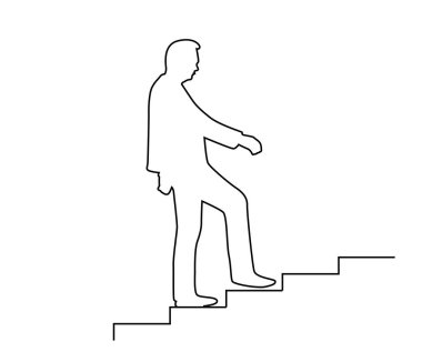 Art Silhouette, merdivenlerden çıkan bir iş adamının çizgisi. İnsanlar kariyer kuruyor, başarıya doğru tırmanıyorlar.