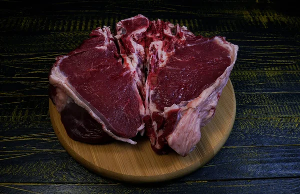 Freshly cut meat, with beef bones