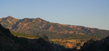                 Dağlar - mavi gökyüzü ve ağaçlar, Parkent dağları, Özbekistan              