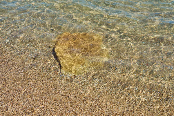 Surface Eau Claire Sur Une Plage Sable Tropical Crète Grèce — Photo