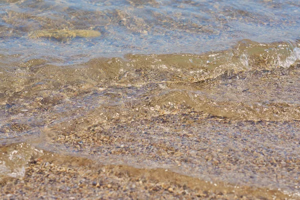 Tiszta Hullámok Trópusi Homokos Strandon Krétán Görögország — Stock Fotó