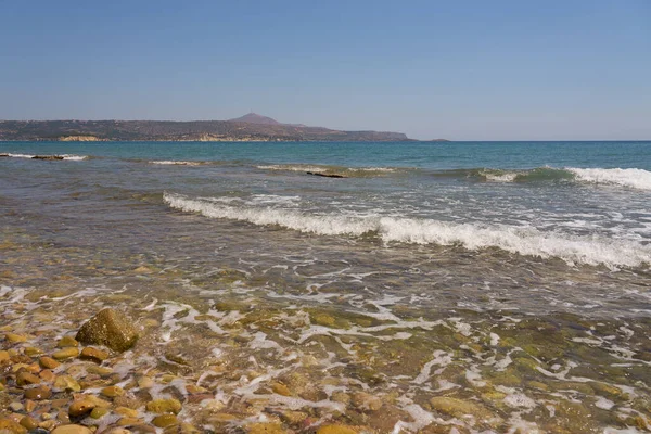 Vagues Avec Mousse Sur Côte Mer Égée Crète Grèce — Photo