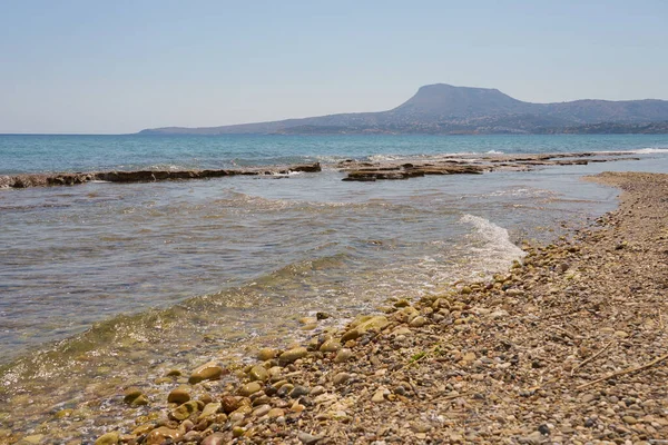 Vagues Avec Mousse Sur Côte Mer Égée Crète Grèce — Photo