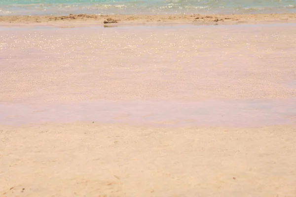 Clear Waves Colorful Sand Tropical Sandy Beach Crete Greece — Stock Photo, Image