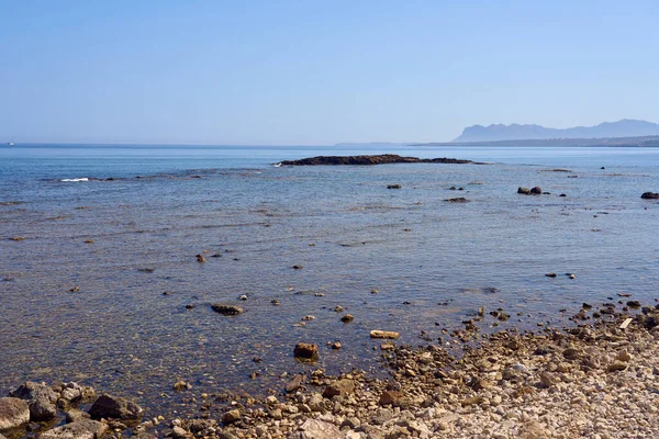 Côte Mer Égée Crète Avec Horizon Arrière Plan — Photo