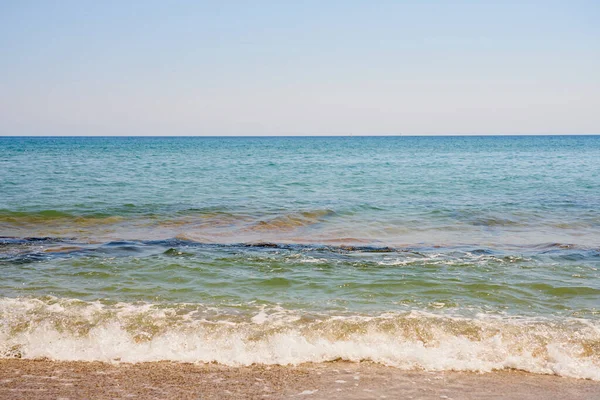 Vlny Pěnou Pobřeží Egejského Moře Krétě Řecko — Stock fotografie