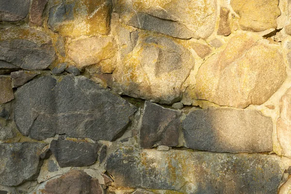 Uma Antiga Parede Pedras Granito Diferentes Tamanhos Como Fundo — Fotografia de Stock