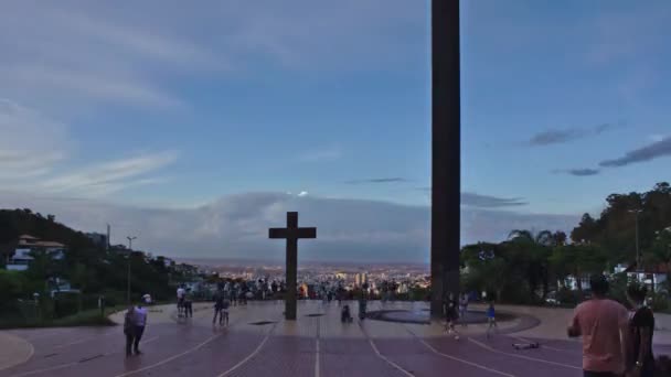 Transição Dia Noite Praça Praa Papa Belo Horiozonte Brasil — Vídeo de Stock
