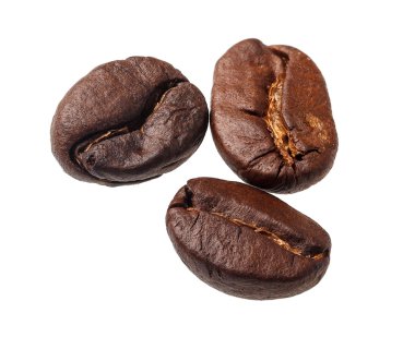 Beyaz arkaplanda kahve çekirdekleri