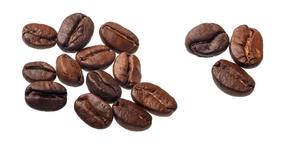 Beyaz arkaplanda kahve çekirdekleri