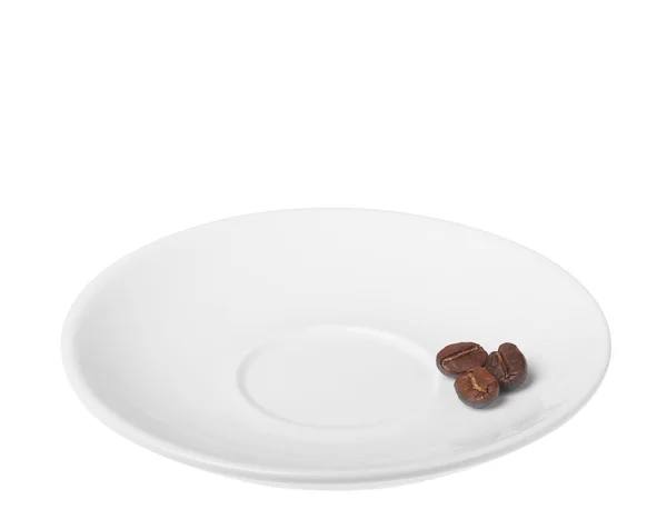 흰색 배경에 고립 된 접시와 커피잔 — 스톡 사진