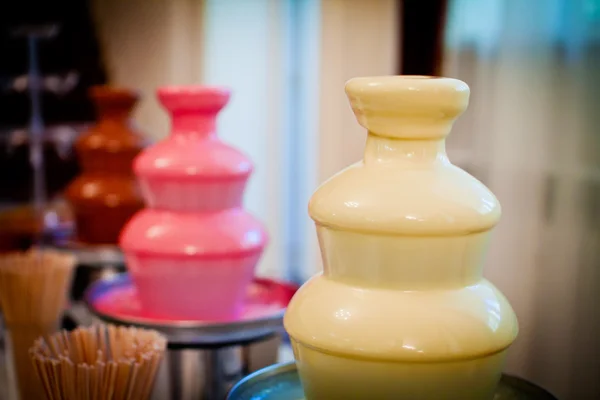 Chocolate fountain placed  in wedding day — Stock Photo, Image