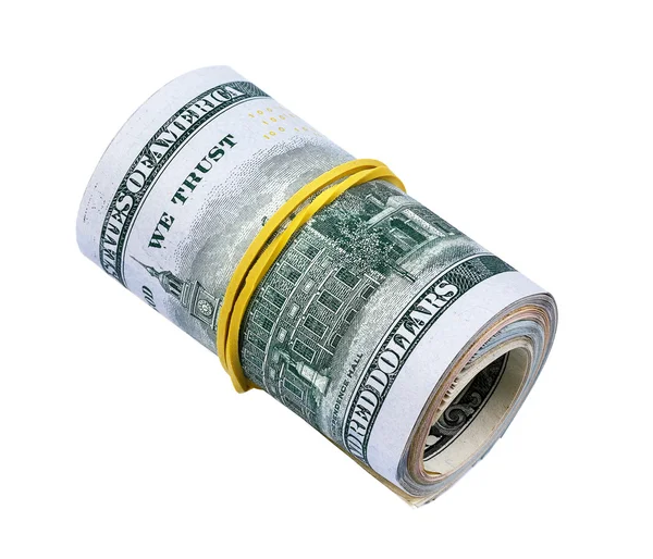 Ρολό χρημάτων που απομονώνονται σε λευκό φόντο — Φωτογραφία Αρχείου