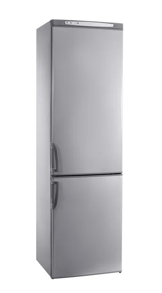 Studio shot big stainless steel refrigerator isolated on white — Stock Photo, Image