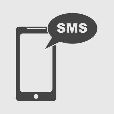 Düz smartphone simgesi. SMS mesajı