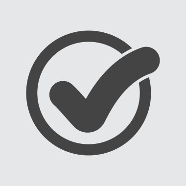 Onay işareti düğmesi. Simge vektör düz