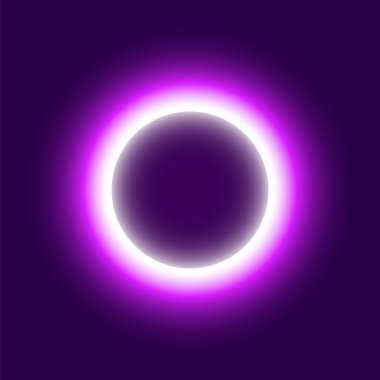 Neon soyut yuvarlak. Güneş tutulması. Vektör çizim