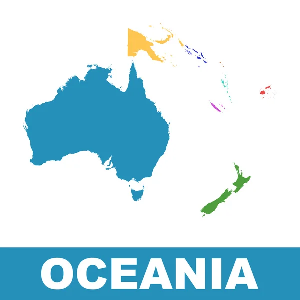 Mapa Político da Oceania. Vetor plano —  Vetores de Stock