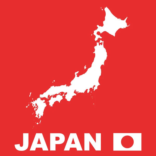 Japón Mapa vectorial sobre fondo rojo — Vector de stock