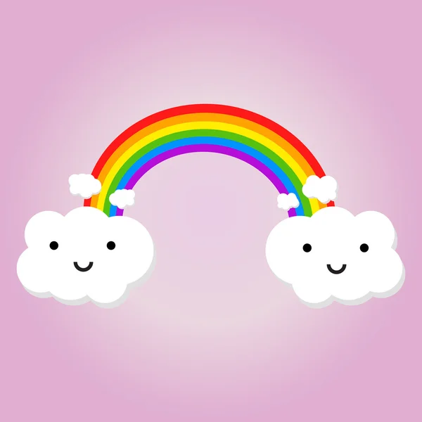 Kleur regenboog met emotie wolken. Vectorillustratie — Stockvector