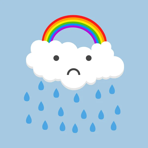 Color sad rainbow with rain. Vector illustration — Stock Vector