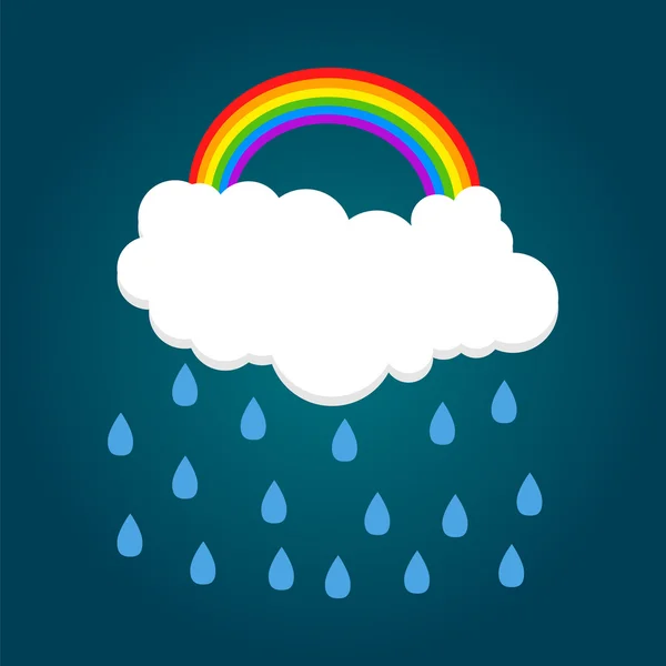 Σύννεφο με ουράνιο τόξο και τη βροχή. Εικονογράφηση διάνυσμα — Διανυσματικό Αρχείο