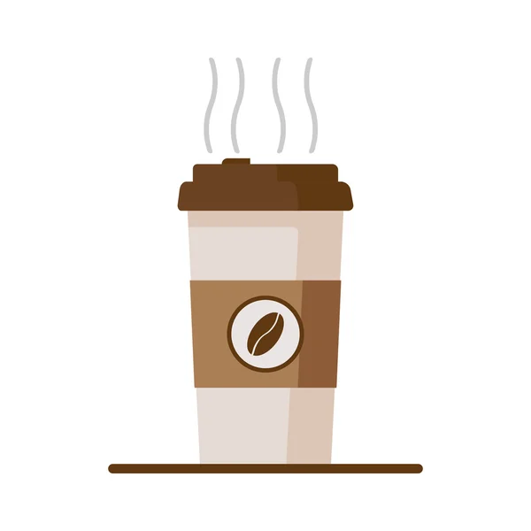 Ícone xícara de café com grãos de café no fundo branco. Ilustração vetorial plana —  Vetores de Stock