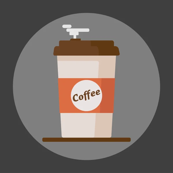 Kaffeetasse-Symbol mit Text-Kaffee auf grauem Hintergrund. flache Vektorabbildung — Stockvektor